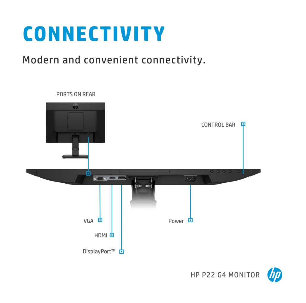 HP P22 G4 1A7E4AA#ABA 22" (Actual size 21.5") Full HD 1920 x 1080 D-Sub, HDMI, DisplayPort Monitor
